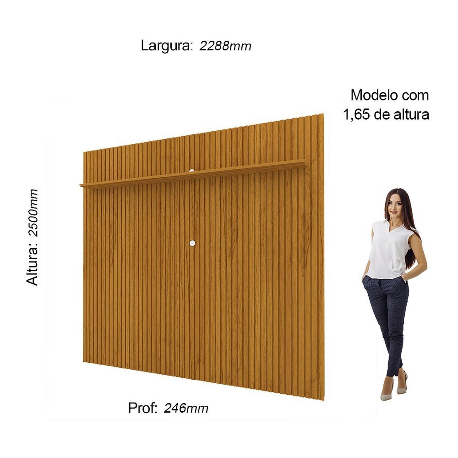 Painel Ripado para Tv até 85 Polegadas 1 Prateleira Nobre 230cm - 5