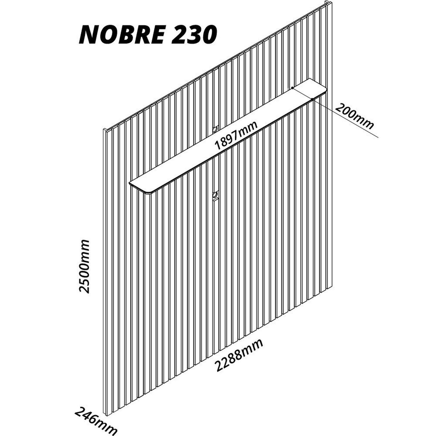 Painel Ripado para Tv até 85 Polegadas 1 Prateleira Nobre 230cm - 4