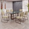 Conjunto Sala de Jantar Mesa 160x90cm Base Pérola Tampo Mdf Laca com Vidro Napoli - 1