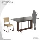 Ver imagem 5 de Conjunto Sala de Jantar Mesa 160x90cm Base Pérola Tampo MDF Laca com Vidro Napoli Marrom/Creme/Grafite