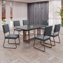 Ver imagem 1 de Conjunto Sala de Jantar Mesa 160x90cm Base Pérola Tampo Mdf Laca com Vidro Napoli