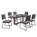 Ver imagem 2 de Conjunto Sala de Jantar Mesa 160x90cm Base Pérola Tampo MDF Laca com Vidro Napoli Marrom/Grafite