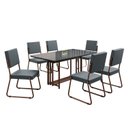 Ver imagem 2 de Conjunto Sala de Jantar Mesa 160x90cm Base Pérola Tampo Mdf Laca com Vidro Napoli