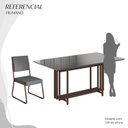 Ver imagem 5 de Conjunto Sala de Jantar Mesa 160x90cm Base Pérola Tampo MDF Laca com Vidro Napoli Marrom/Grafite