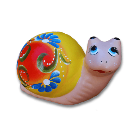 Caracol para Jardim em Cerâmica Pintado a Mão