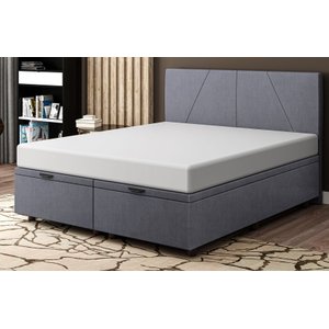 Base Cama Box Baú  King Size Veludo Cinza SkyBox
