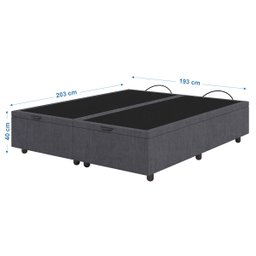 Base Cama Box Baú  King Size Veludo Cinza SkyBox - 2