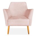Ver imagem 5 de Poltrona Decorativa Julia Veludo Rosa Bebê Pés Palito Castanho