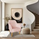 Ver imagem 6 de Poltrona Decorativa Julia Veludo Rosa Bebê Pés Palito Castanho