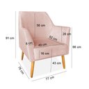 Ver imagem 2 de Poltrona Decorativa Julia Veludo Rosa Bebê Pés Palito Castanho