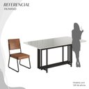 Ver imagem 5 de Conjunto Sala de Jantar Mesa 160x90cm Base Pérola Tampo MDF Laca com Vidro Napoli Preto/Marrom/Off White