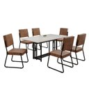 Ver imagem 2 de Conjunto Sala de Jantar Mesa 160x90cm Base Pérola Tampo MDF Laca com Vidro Napoli Preto/Marrom/Off White