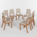 Ver imagem 3 de Kit 8 Cadeiras Estofadas para Mesa de Jantar Milla Estrutura em MDF-MDP Linho Bege Móveis Henn
