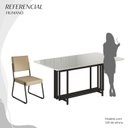 Ver imagem 5 de Conjunto Sala de Jantar Mesa 160x90cm Base Pérola Tampo MDF Laca com Vidro Napoli Preto/Creme/Off White