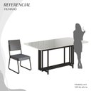 Ver imagem 5 de Conjunto Sala de Jantar Mesa 160x90cm Base Pérola Tampo MDF Laca com Vidro Napoli Preto/Grafite/Off White
