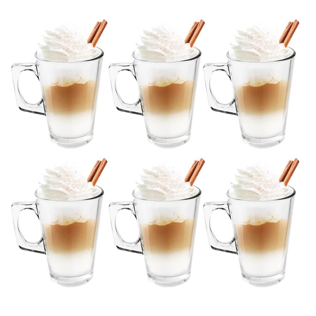 Jogo com 6 Xícaras 230ml Grande Cappuccino Alça Quadrada - 1