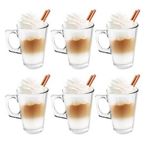 Jogo com 6 Xícaras 230ml Grande Cappuccino Alça Quadrada