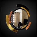 Ver imagem 2 de Espelho decorativo de parede redondo com moldura Premium Meteora Preto