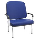 Ver imagem 2 de Kit 02 Cadeiras de Escritório Recepção com Braço Fixa Cromada Magno P03 Vinil Azul - Lyam Decor