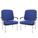 Ver imagem 1 de Kit 02 Cadeiras de Escritório Recepção com Braço Fixa Cromada Magno P03 Vinil Azul - Lyam Decor