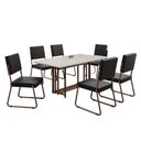 Ver imagem 2 de Conjunto Sala de Jantar Mesa 160x90cm Base Pérola Tampo MDF Laca com Vidro Napoli Marrom/Preto/Off White