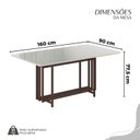 Ver imagem 3 de Conjunto Sala de Jantar Mesa 160x90cm Base Pérola Tampo MDF Laca com Vidro Napoli Marrom/Preto/Off White