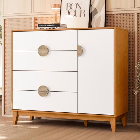 Shoe Dresser Ipê Natural Cinamomo/Branco