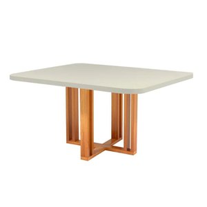 Mesa de Jantar Retangular com Tampo de Vidro Ghaia Naturale e Off White 120cm