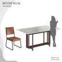 Ver imagem 5 de Conjunto Sala de Jantar Mesa 160x90cm Base Pérola Tampo MDF Laca com Vidro Napoli Marrom/Off White