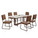 Ver imagem 2 de Conjunto Sala de Jantar Mesa 160x90cm Base Pérola Tampo MDF Laca com Vidro Napoli Marrom/Off White