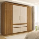 Ver imagem 1 de Guarda-roupa Casal Pandora 4 Portas 4 Gavetas Amêndola Touch/off White - Panorama Móveis