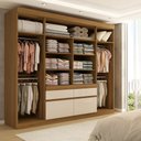 Ver imagem 2 de Guarda-roupa Casal Pandora 4 Portas 4 Gavetas Amêndola Touch/off White - Panorama Móveis