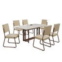 Ver imagem 2 de Conjunto Sala de Jantar Mesa 160x90cm Base Pérola Tampo MDF Laca com Vidro Napoli Marrom/Creme/Off White