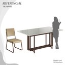 Ver imagem 5 de Conjunto Sala de Jantar Mesa 160x90cm Base Pérola Tampo MDF Laca com Vidro Napoli Marrom/Creme/Off White