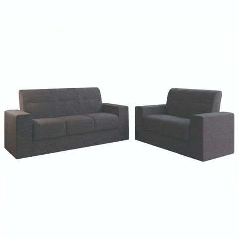Conjunto de Sofá 2 e 3 Lugares Leon Veludo Mamflex Cinza