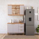 Ver imagem 1 de Cozinha Modulada 2 Peças com 1 Balcão e 1 Armário Aéreo Elena Cinamomo/Platina