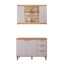 Ver imagem 2 de Cozinha Modulada 2 Peças com 1 Balcão e 1 Armário Aéreo Elena Cinamomo/Platina