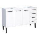 Ver imagem 1 de Gabinete / Balcão Ju em Aço para Pia de 1.50m 4 Gavetas e 3 Portas Cor Branco Cmax