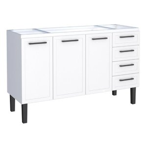 Gabinete / Balcão Ju em Aço para Pia de 1.50m 4 Gavetas e 3 Portas Cor Branco Cmax