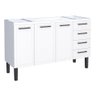Gabinete / Balcão Ju em Aço para Pia de 1.50m 4 Gavetas e 3 Portas Cor Branco Cmax - 1