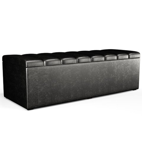 Calçadeira Recamier Baú para Cama de Casal King Dália 195x50 Cm W01 Couríssimo Preto - Lyam