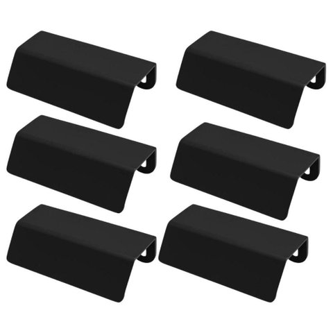Conjunto 6 Puxadores Pv22 80 Alça de Sobrepor Preto Fosco para Móveis Armários Gavetas