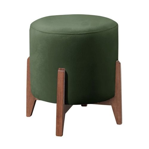 Puff Banqueta Thor Luxo Madeira Maciça Premium Suede Verde - 1