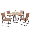 Ver imagem 2 de Conjunto Sala de Jantar Mesa Redonda 100cm Base Omega Tampo MDF Napoli Preto/Marrom