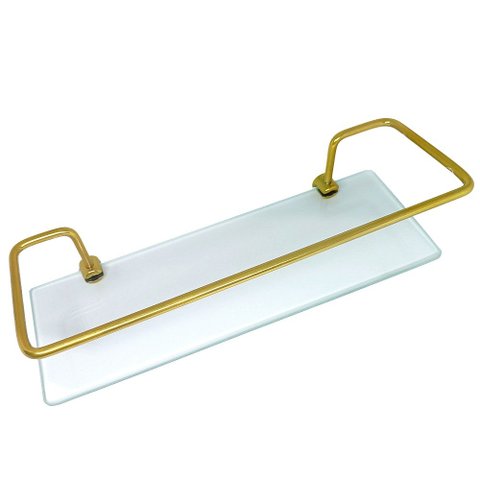 Porta Shampoo Reto Dourado com Vidro Incolor