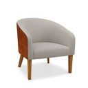Ver imagem 5 de Poltrona Sala Decorativa Kit 2 Stella Pé Madeira Trapézio Castanho Sintético Pu Nozes/linho Cinza D0