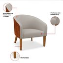 Ver imagem 3 de Poltrona Sala Decorativa Kit 2 Stella Pé Madeira Trapézio Castanho Sintético Pu Nozes/linho Cinza D0