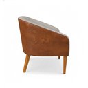 Ver imagem 6 de Poltrona Sala Decorativa Kit 2 Stella Pé Madeira Trapézio Castanho Sintético Pu Nozes/linho Cinza D0