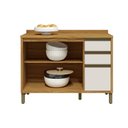 Ver imagem 4 de Gabinete P/ Pia Cozinha Balcão C/ Tampo Tempranillo C/ 2 Portas e 3 Gavetas 120cm Amendoa/off White