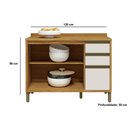 Ver imagem 3 de Gabinete P/ Pia Cozinha Balcão C/ Tampo Tempranillo C/ 2 Portas e 3 Gavetas 120cm Amendoa/off White